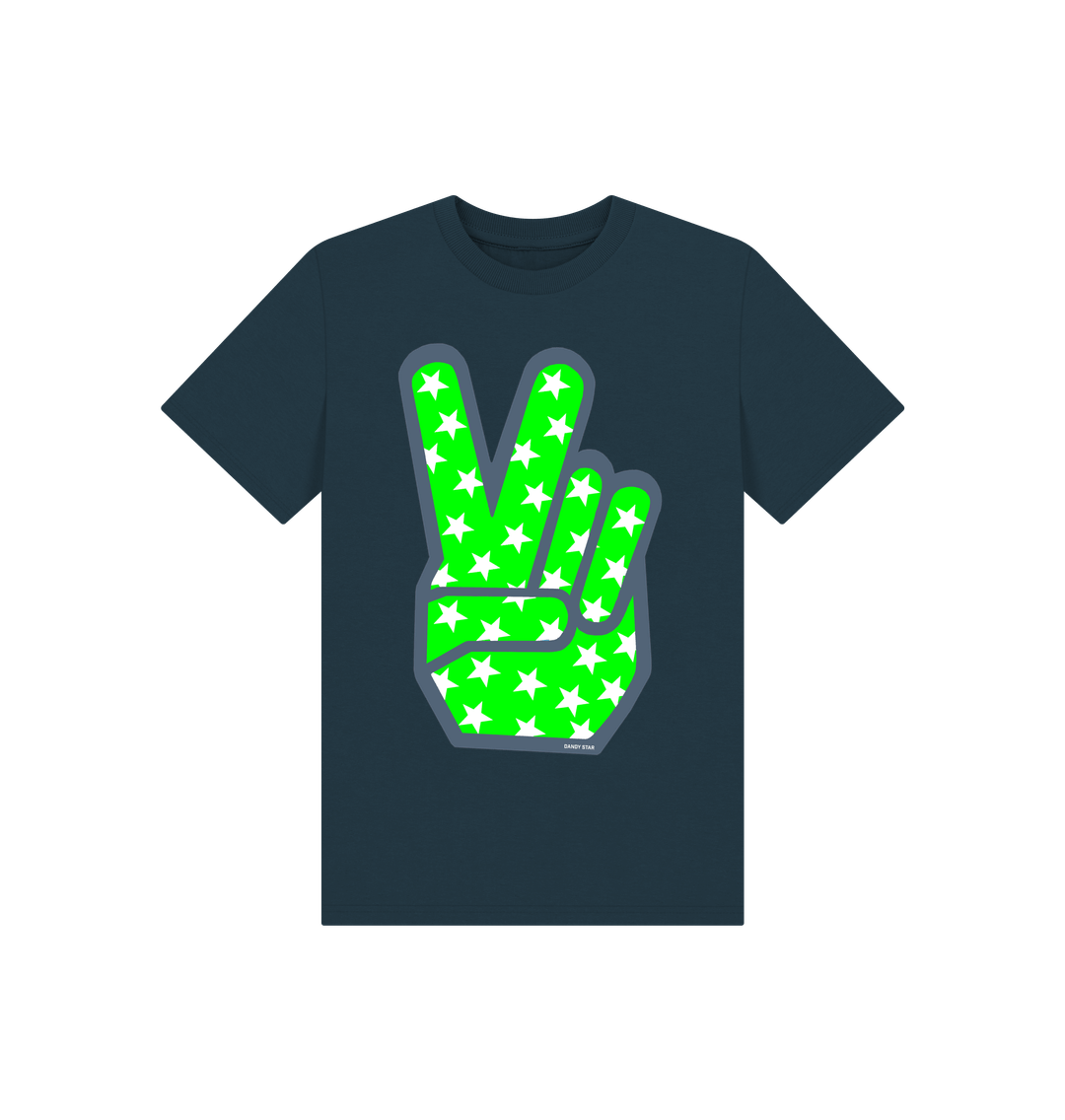 Denim Blue Printed Kids T-Shirt Front