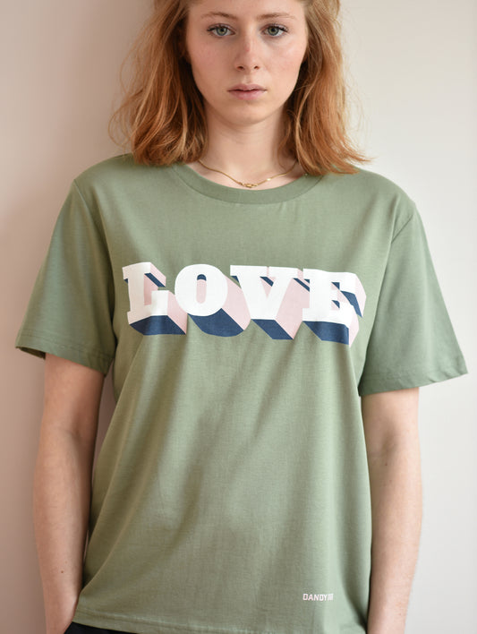 LOVE SUN FADE GREEN T-SHIRT