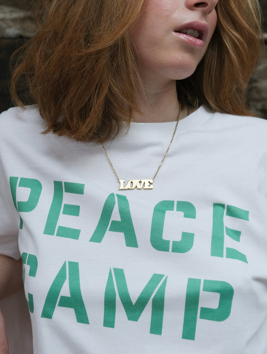 Peace camp t-shirt on soft organic cotton
