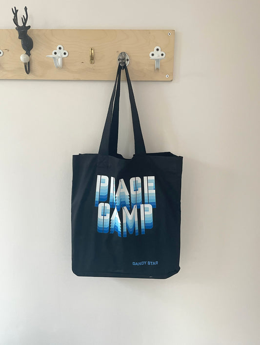 Peace camp tote bag hanging