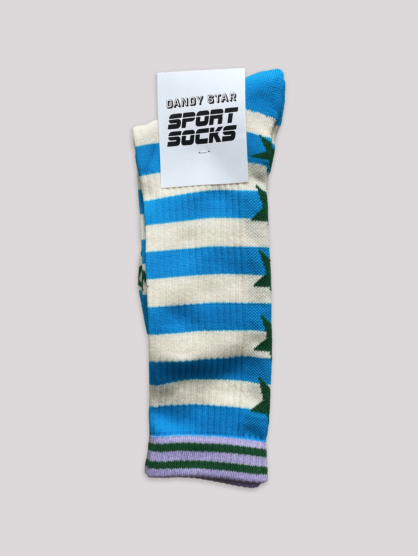 neon blue breton socks in packaging