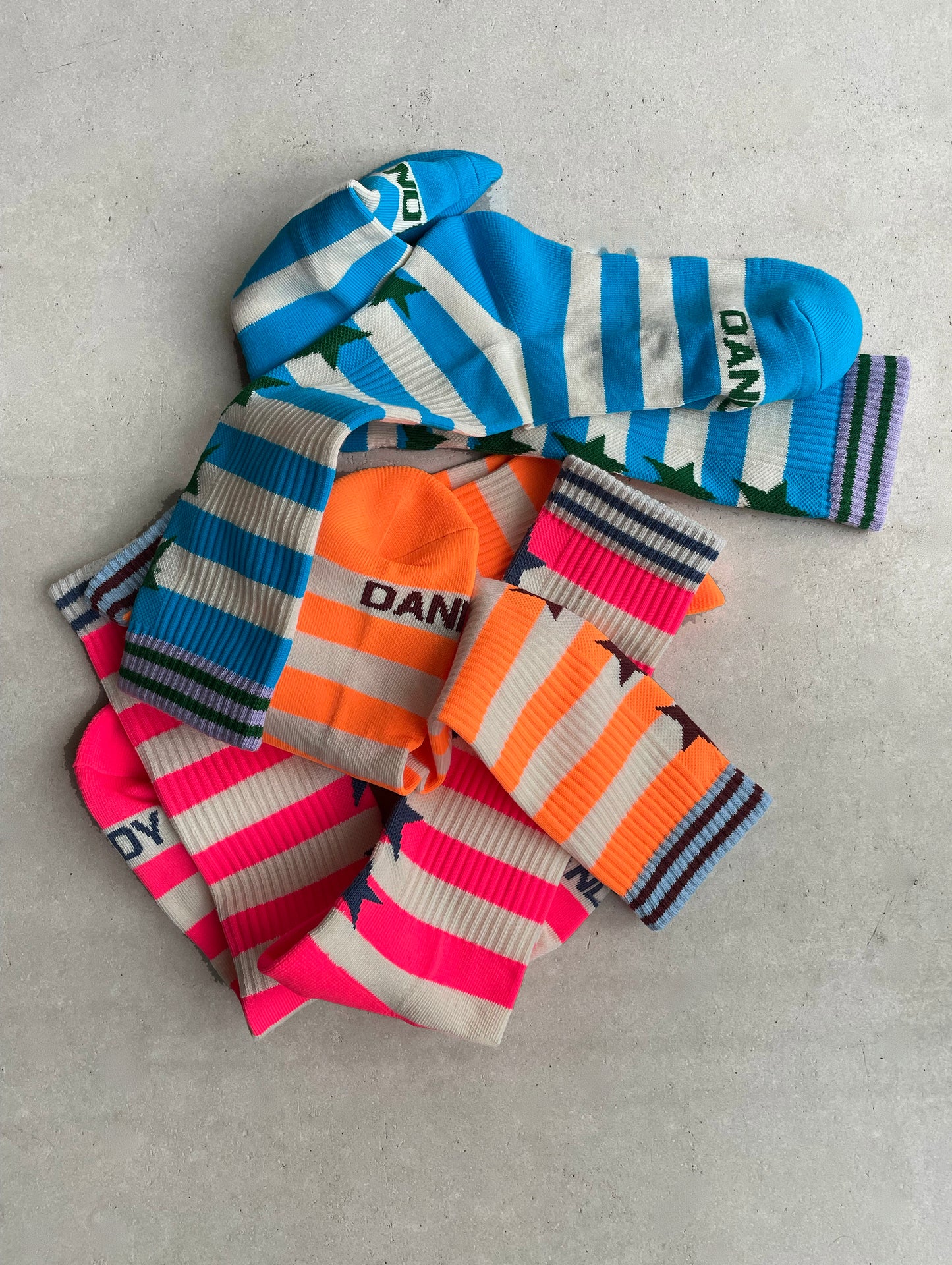 Blue Neon Breton Socks