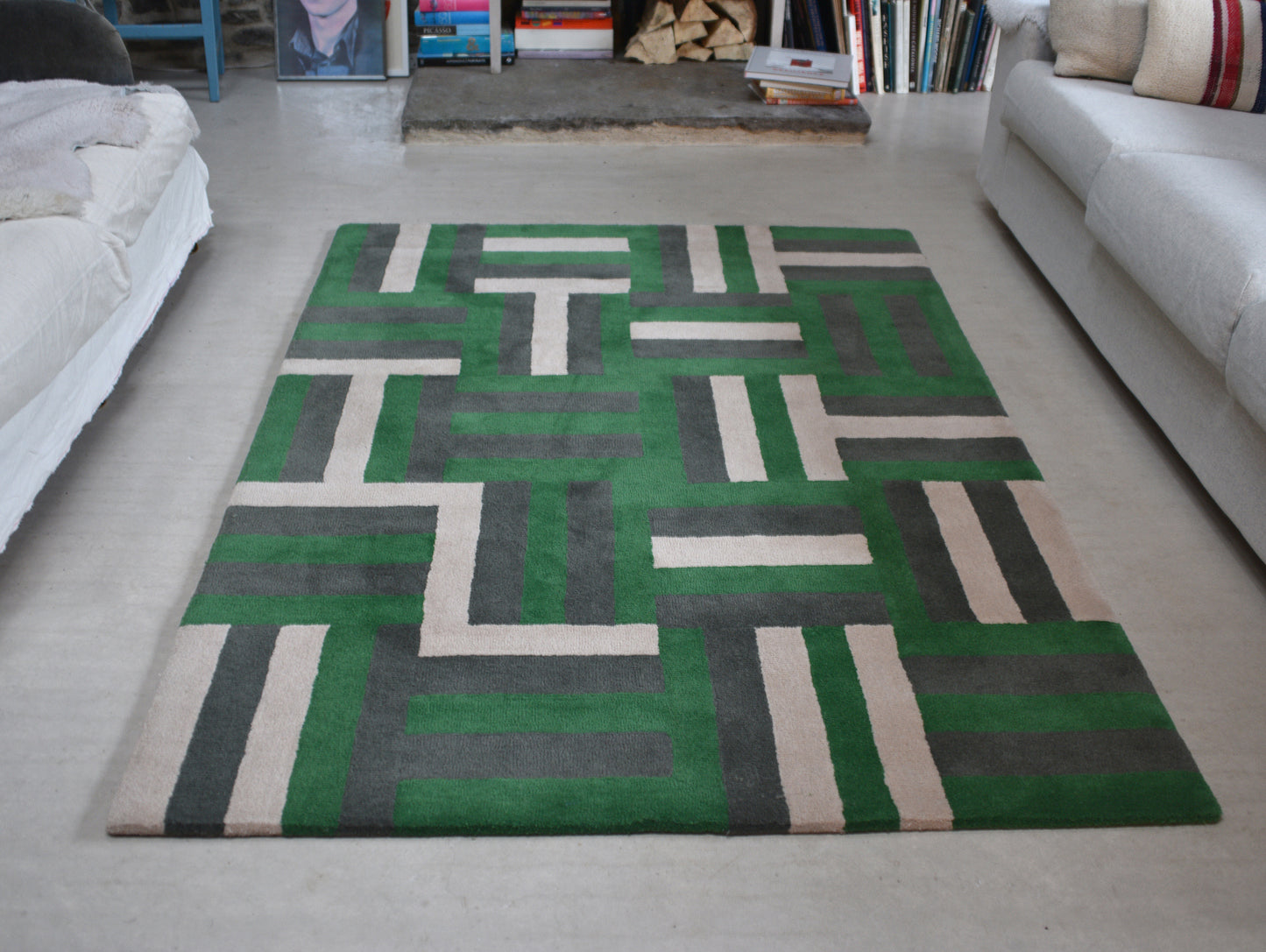 GREEN WEAVE WOOL RUG