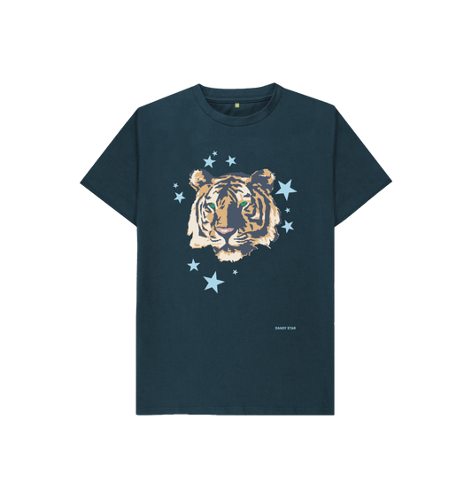 Denim Blue Printed Kids T-Shirt Front
