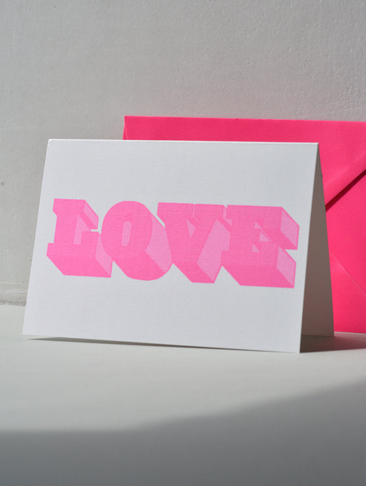 neon pink love card