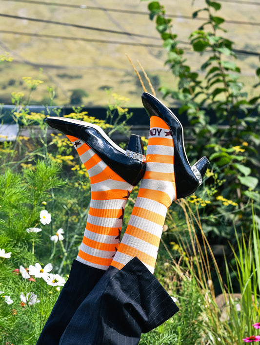 Orange Neon Breton Socks