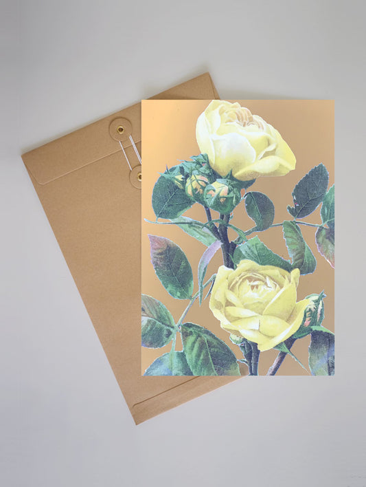 A4 YELLOW ROSES GOLD FOIL PRINT