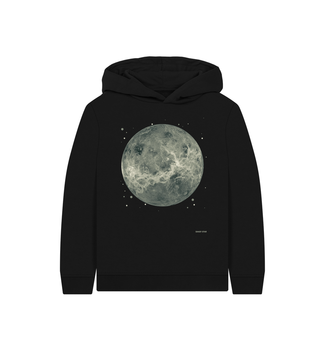 Black Printed Kids Hoodie Front