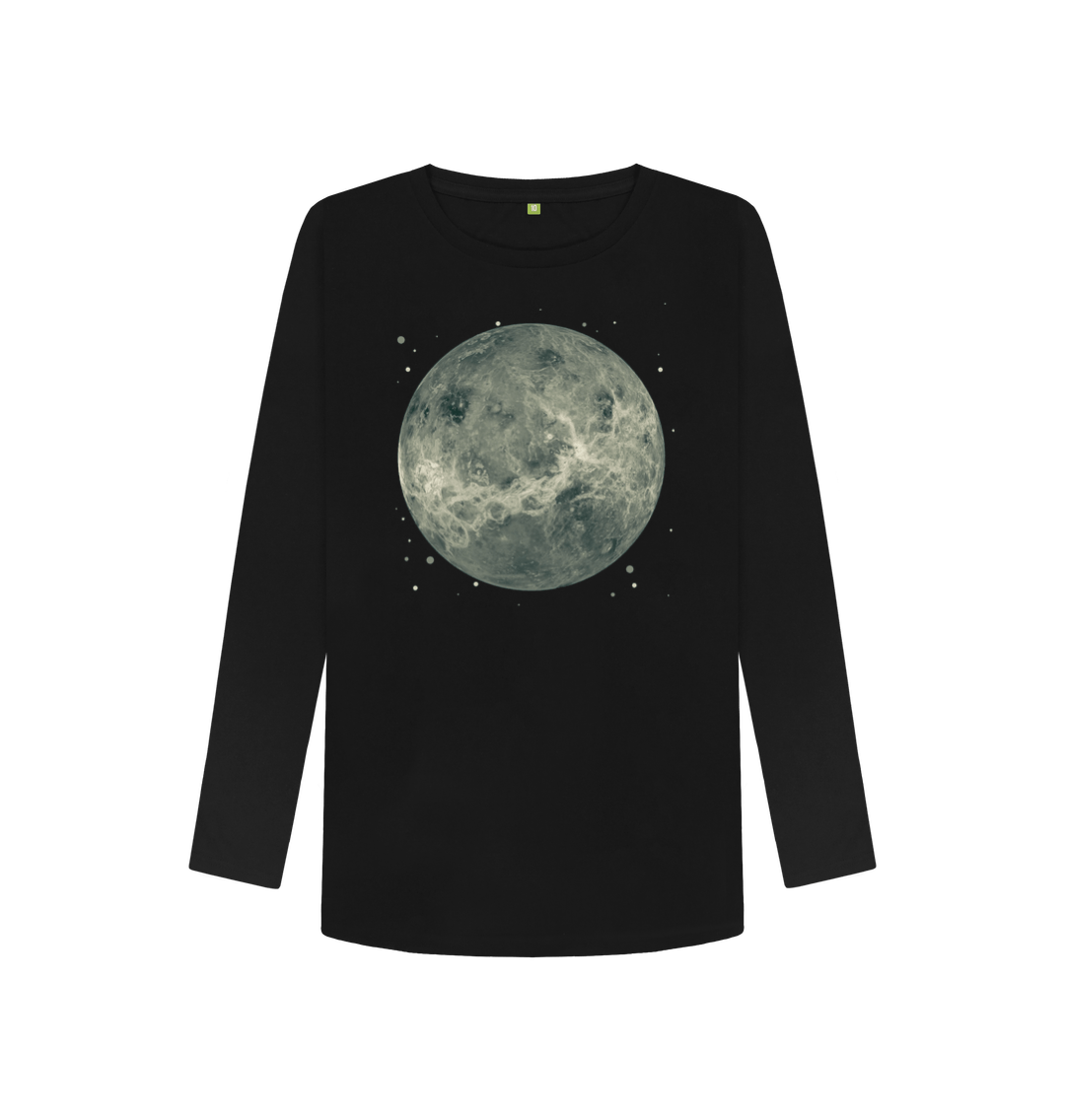 Black Printed Long Sleeve T Shirt Front