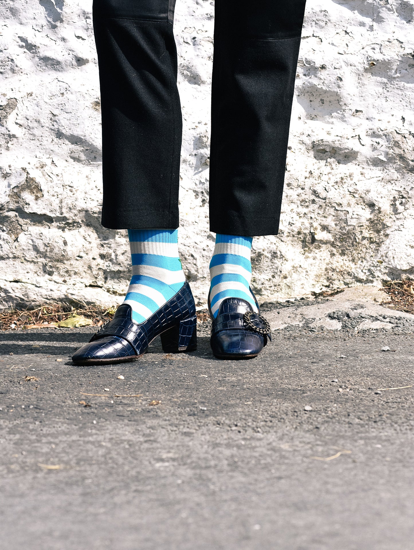Blue Neon Breton Socks