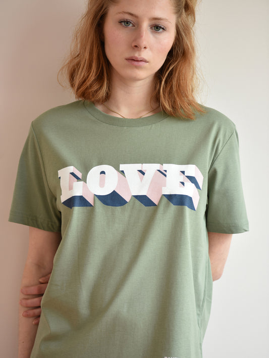 LOVE SUN FADE GREEN T-SHIRT