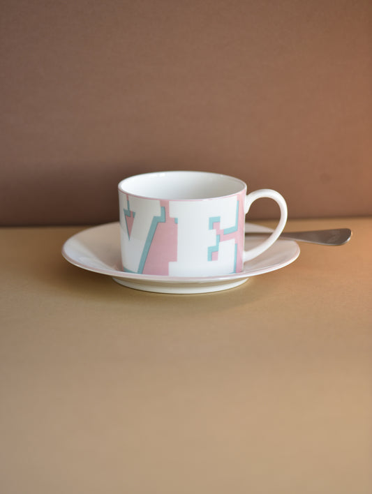 LOVE CUP & SAUCER PALE PINK