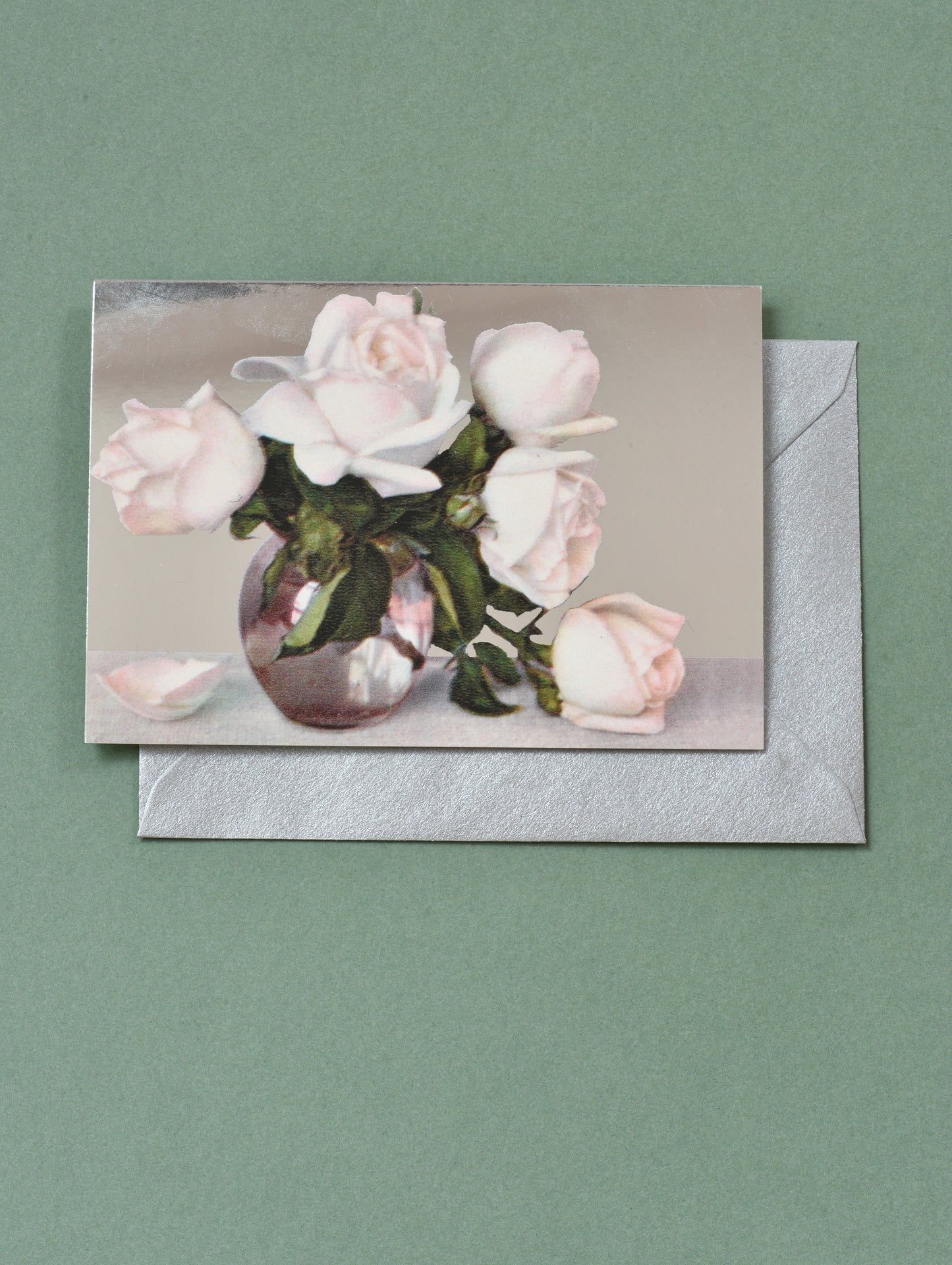 WHITE ROSES GREETING CARD