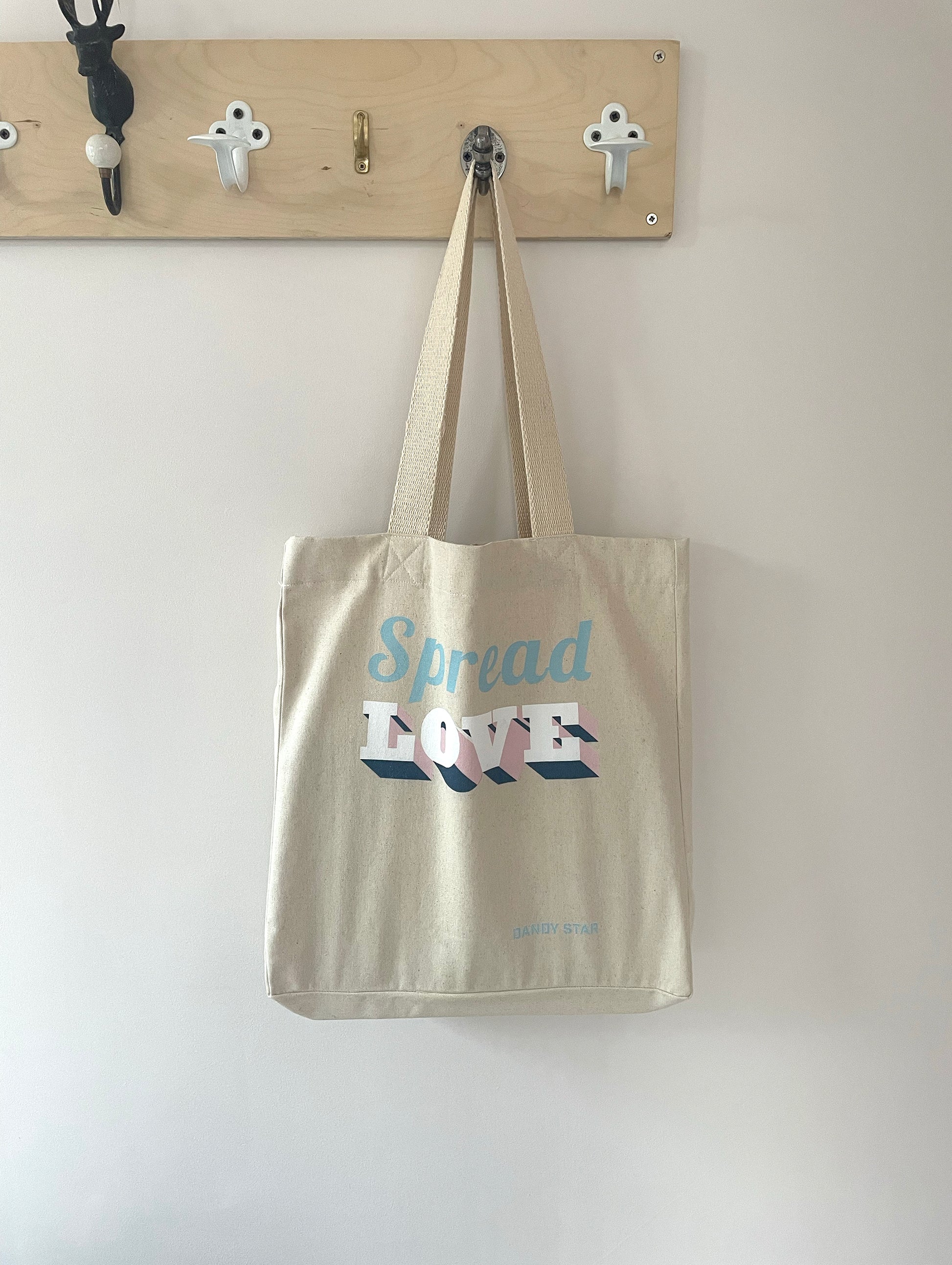 Spread Love tote hanging
