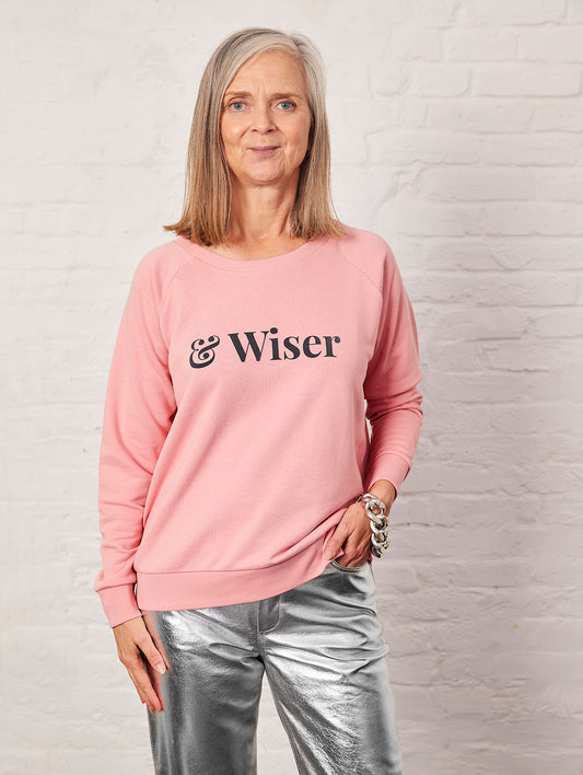& wiser sweatshirt on dusty pink