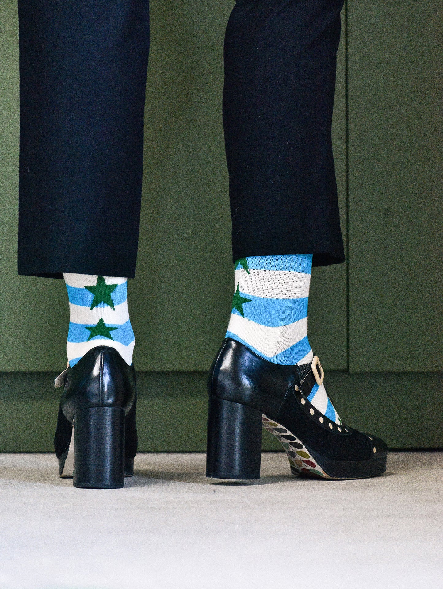 Blue Neon Breton Socks