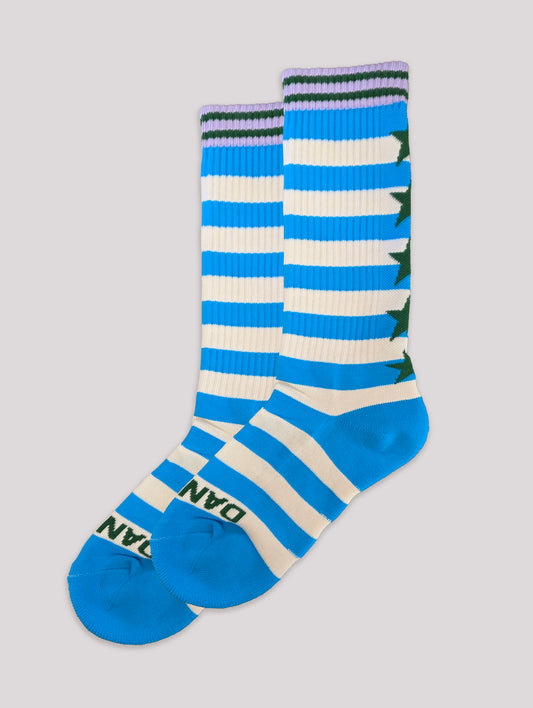 Blue Neon Breton Socks