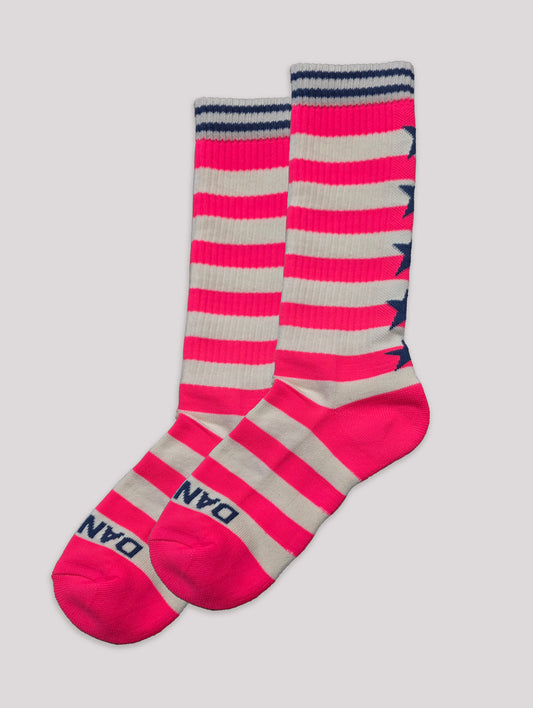 Pink Neon Breton Socks