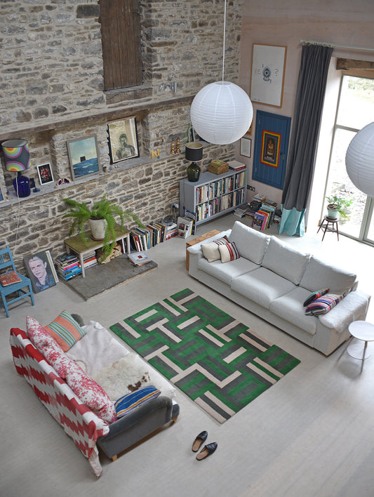 GREEN WEAVE WOOL RUG