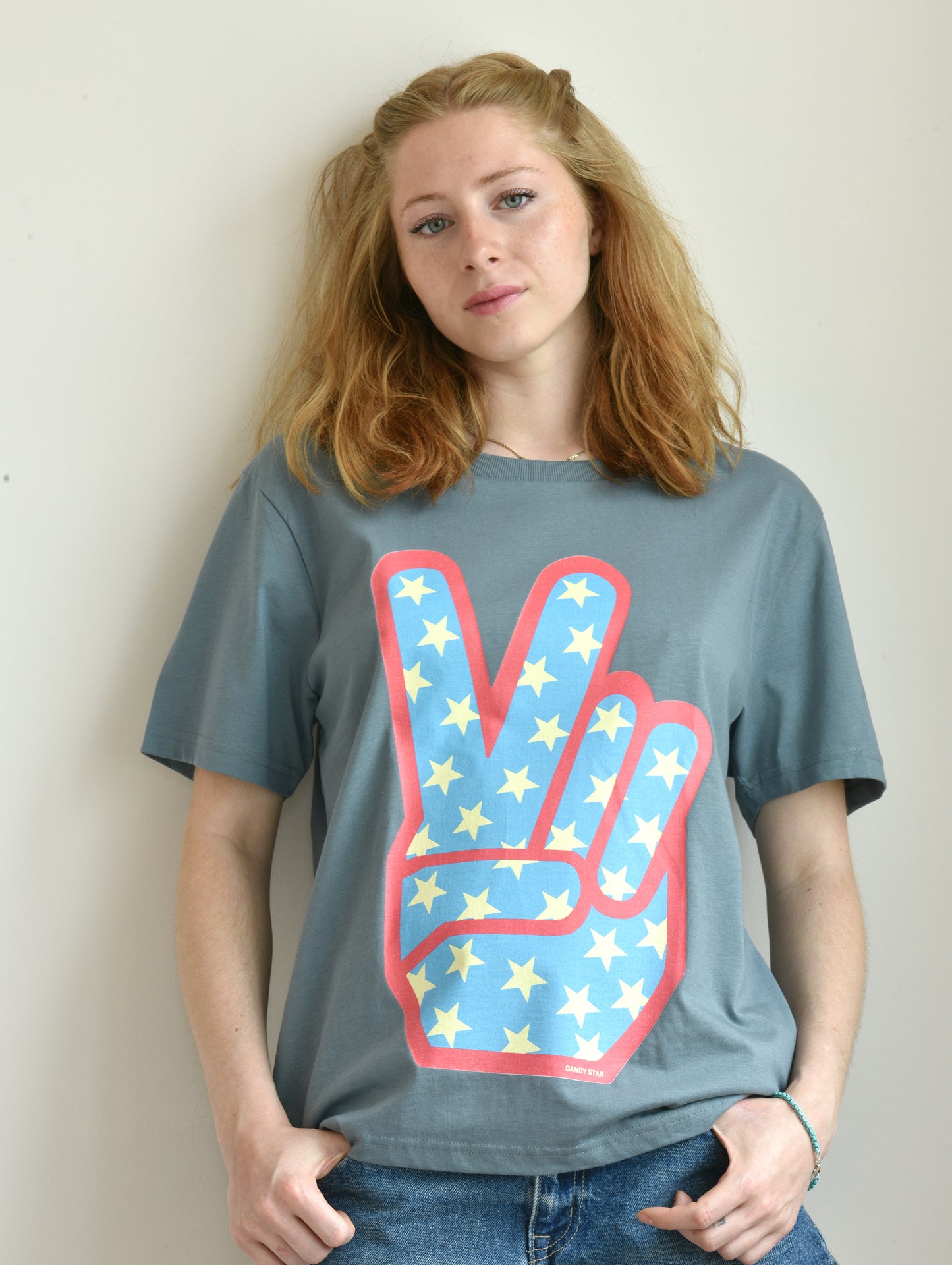 blue peace sign t-shirt