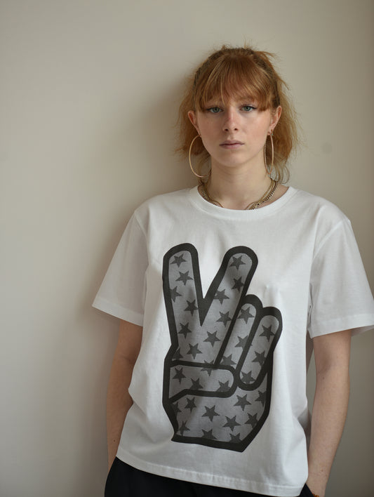 PEACE SIGN WHITE T-SHIRT