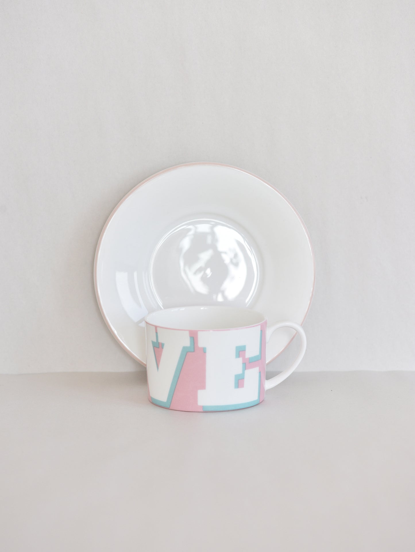 LOVE CUP & SAUCER PALE PINK