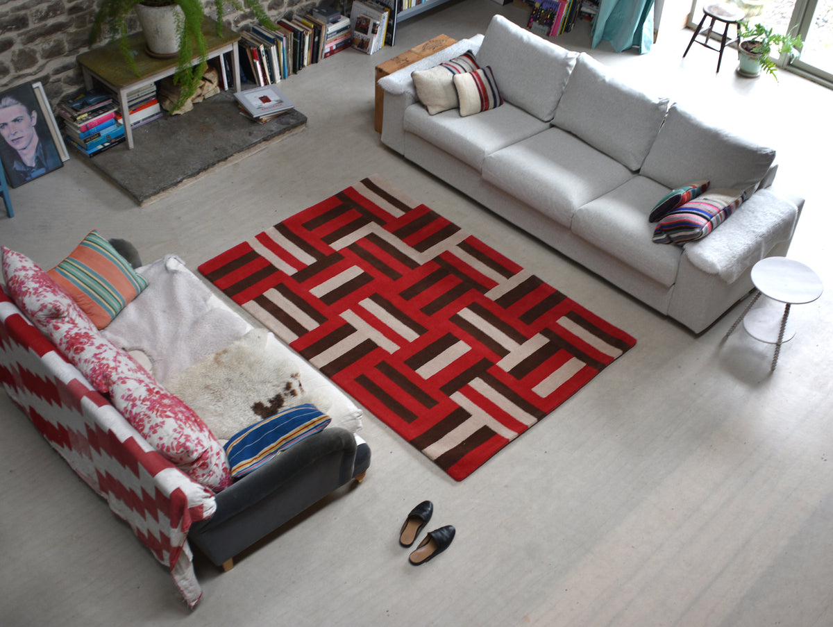 RED BASKET WEAVE WOOL RUG – Dandy Star