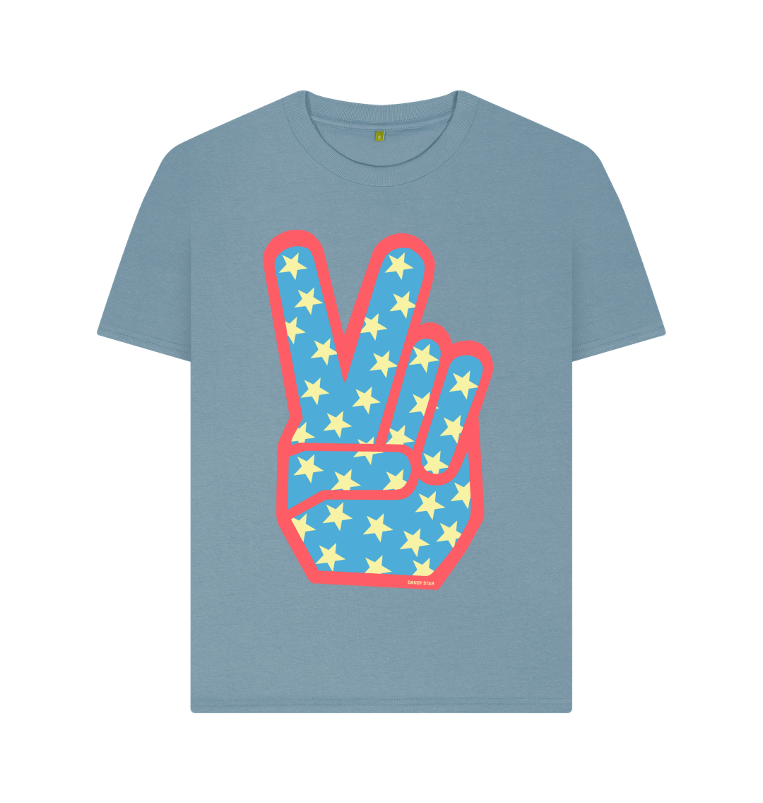 Stone Blue Printed T-shirt Front