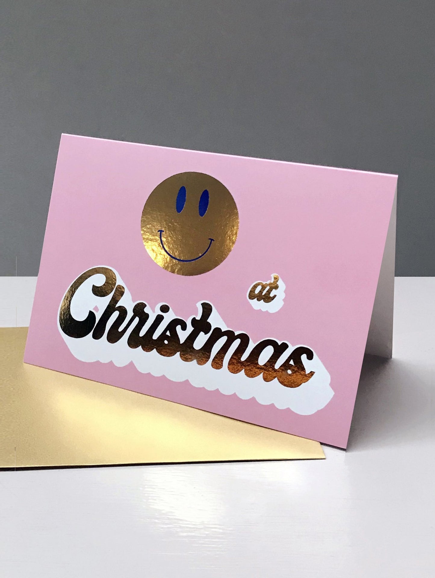 GOLD SMILEY CHRISTMAS CARD