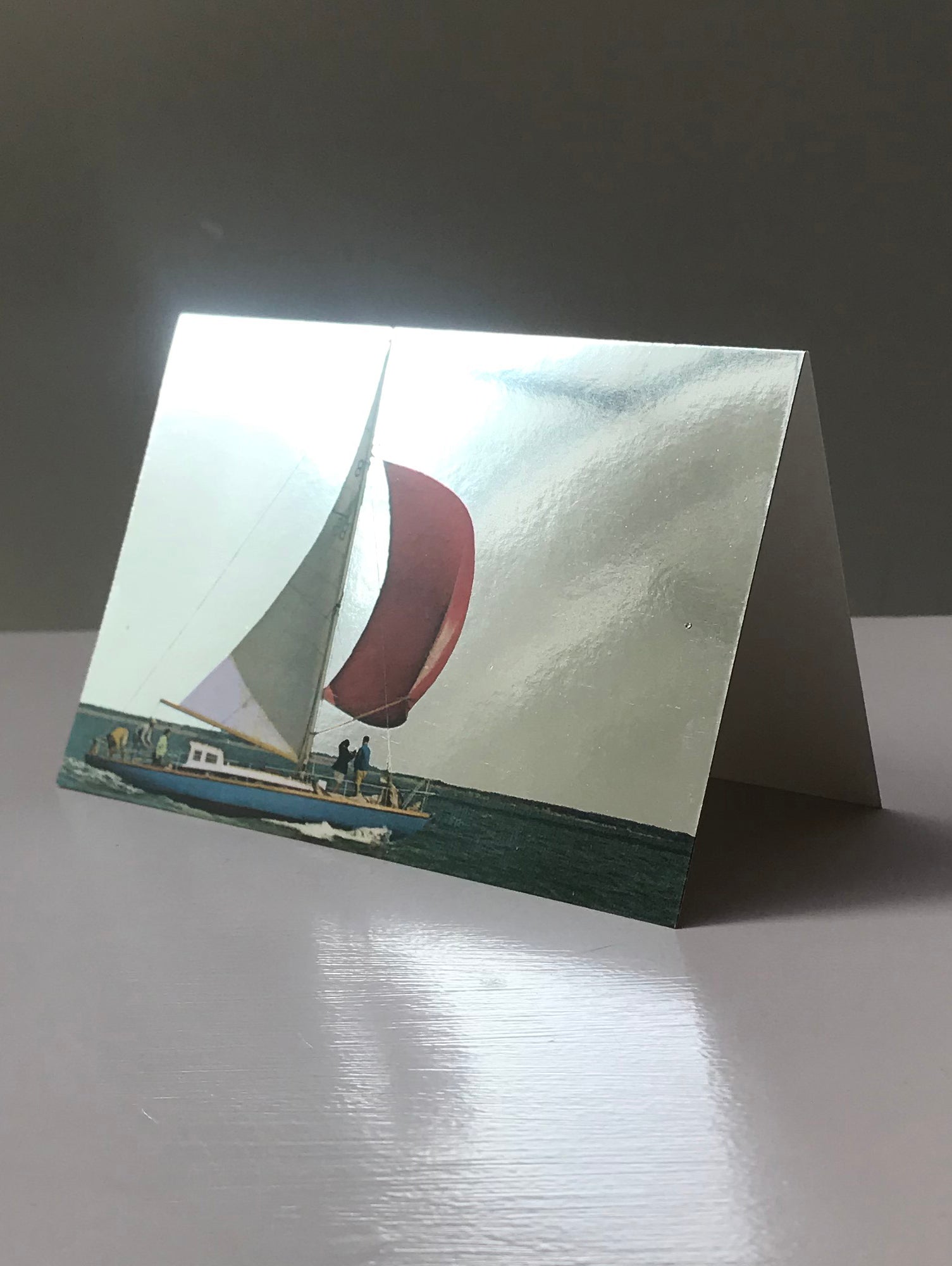 sailing boat foiled greeting card