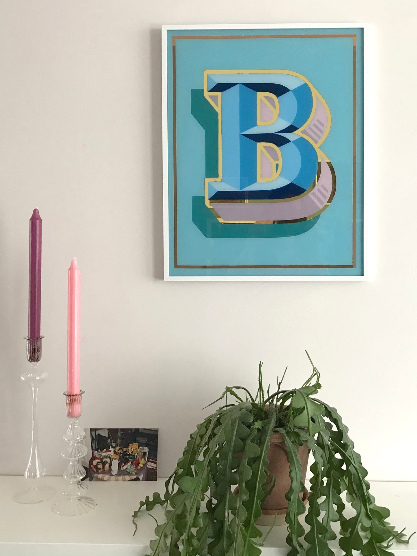 Letter B back painted glass
