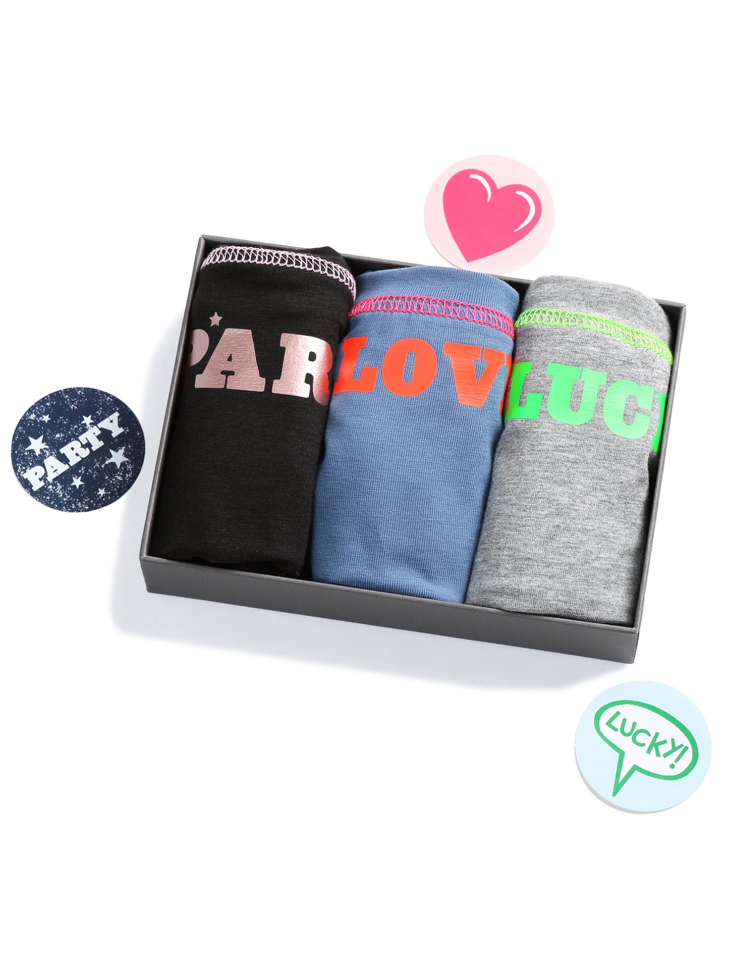 PARTY / LUCKY / LOVE PANTS X3 BOX SET