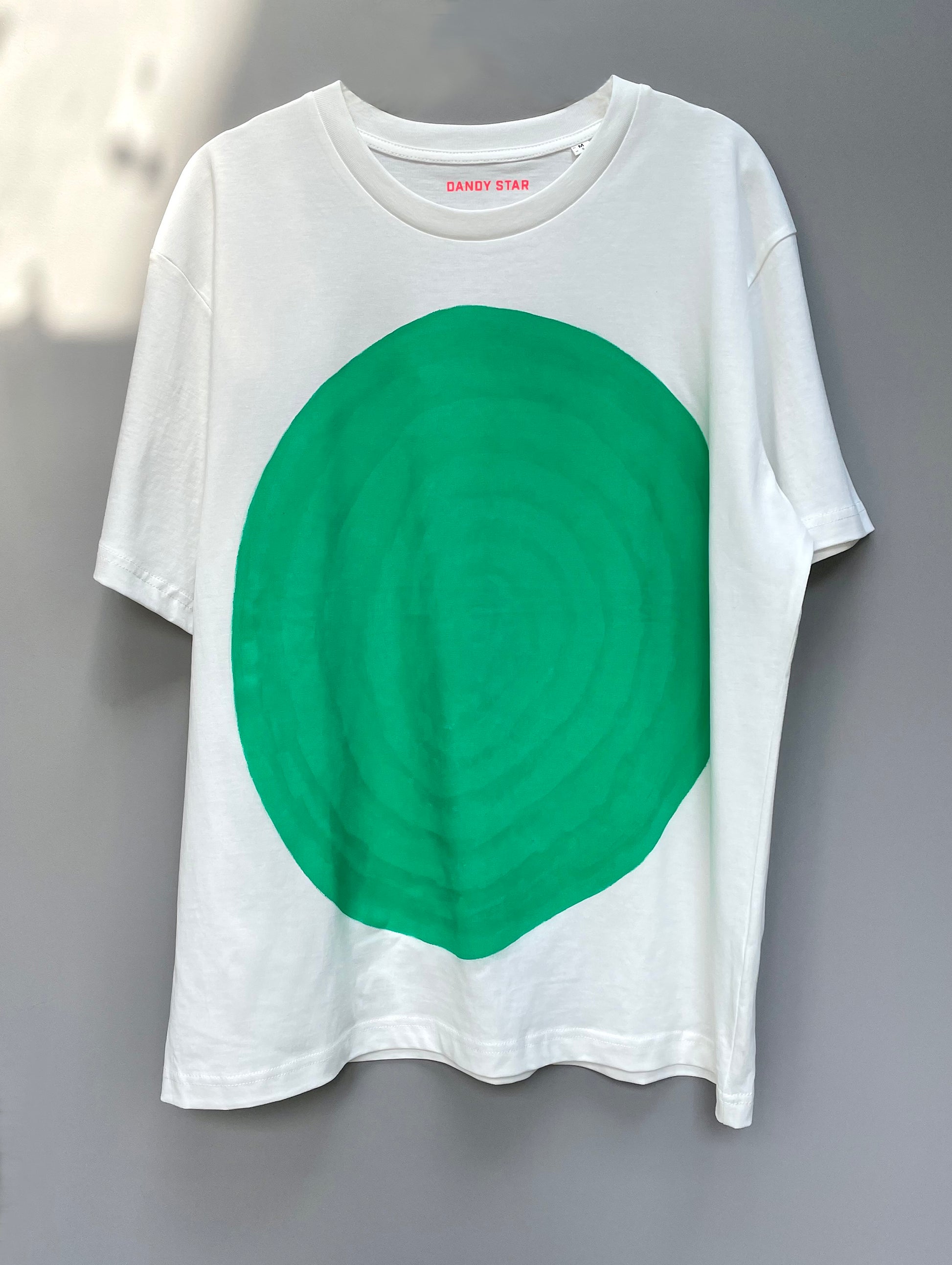 hand painted emerald green dot t-shirt on organic cotton