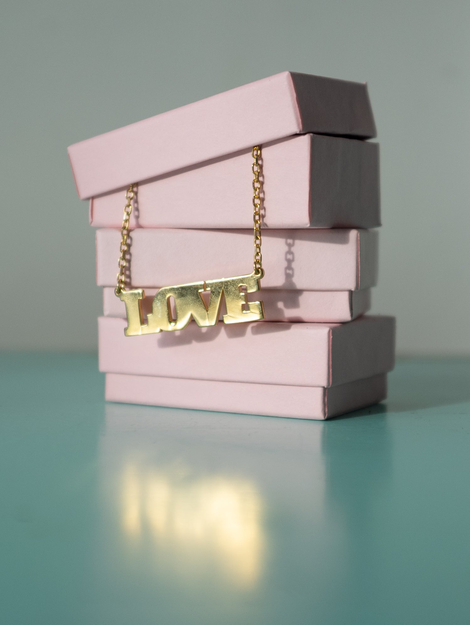 Gold plated LOVE necklace  with gift box