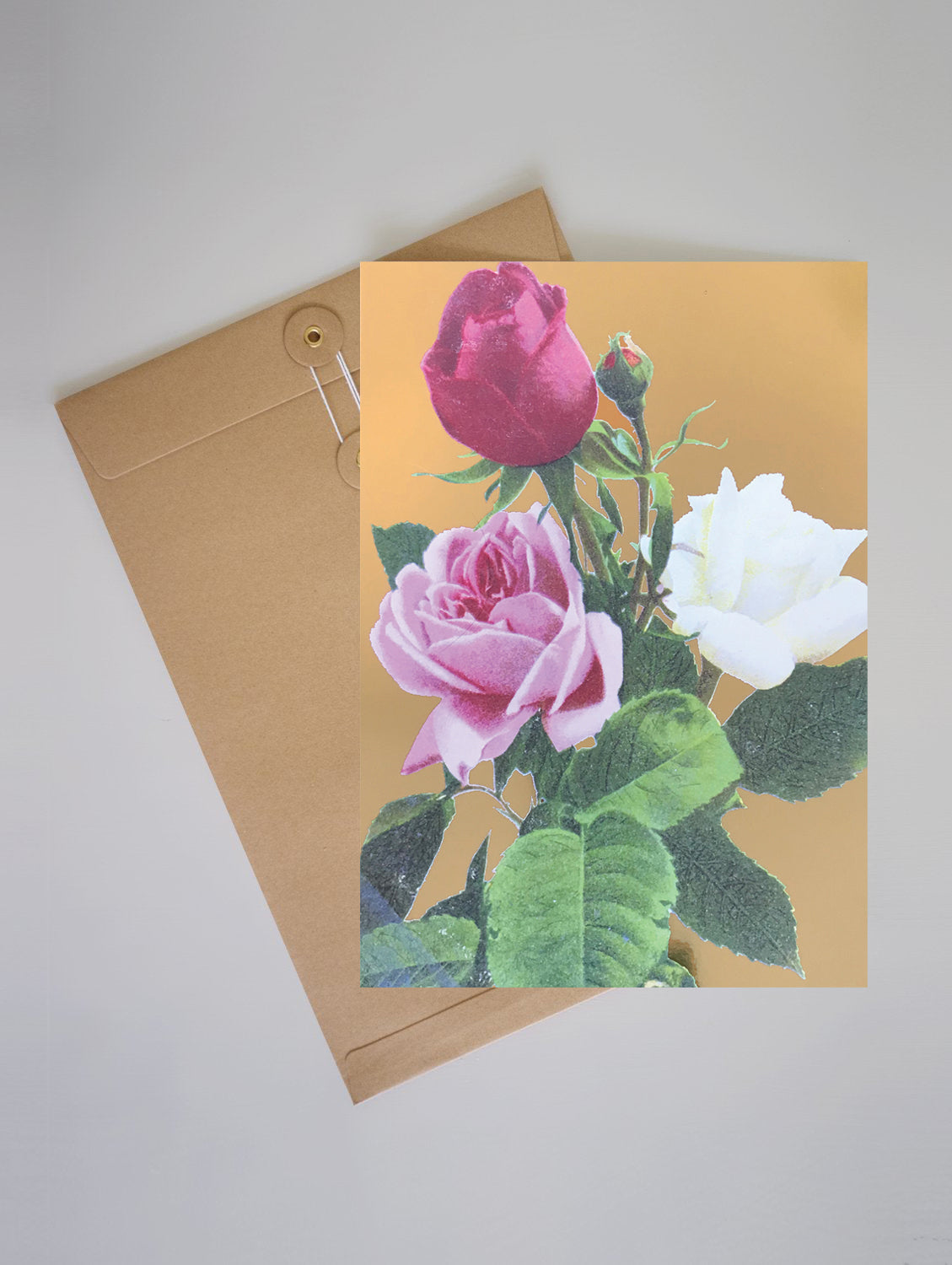 A4 RED ROSES GOLD FOIL PRINT