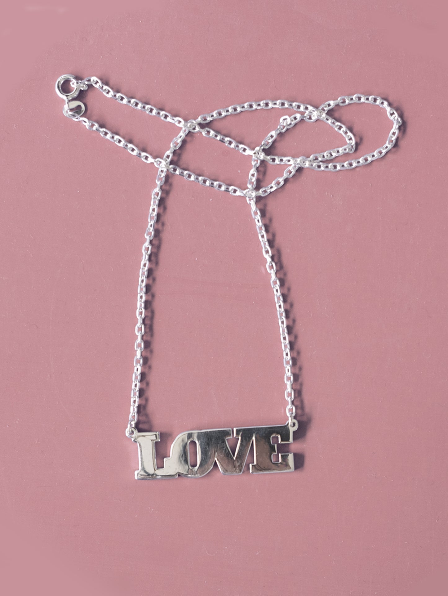 Solid sterling silver love necklace
