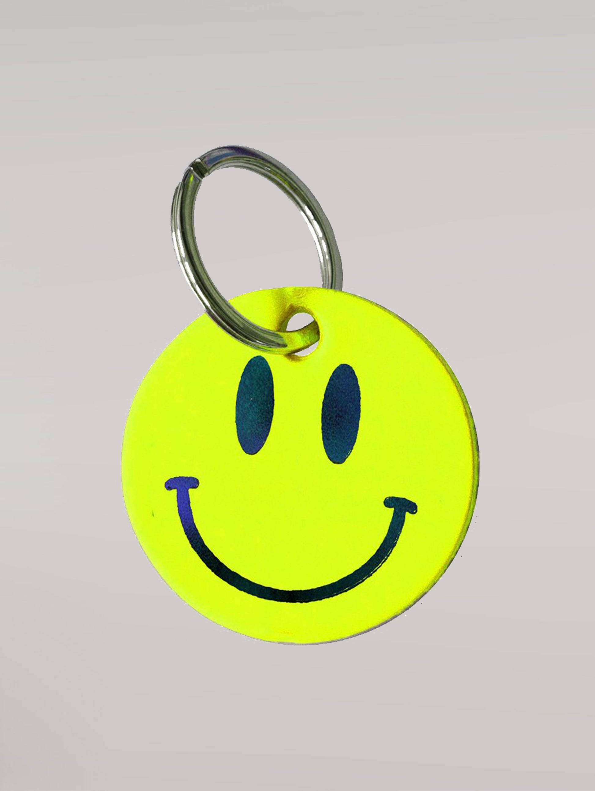 NEON SMILEY LEATHER KEYRING