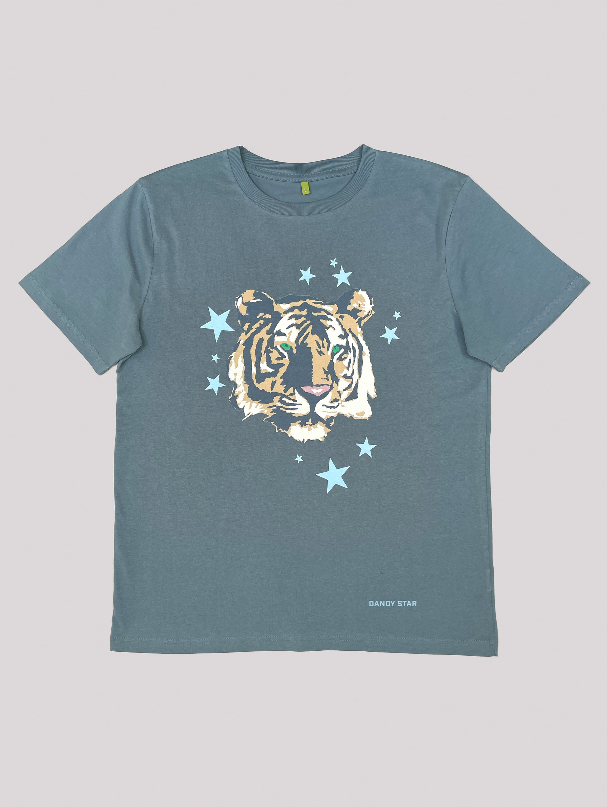 Tiger t-shirt on grey stone organic cotton